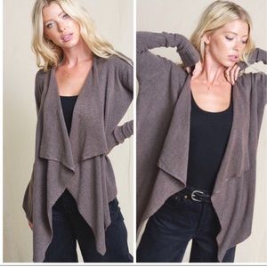 Mocha Open Asymmetrical Cardi